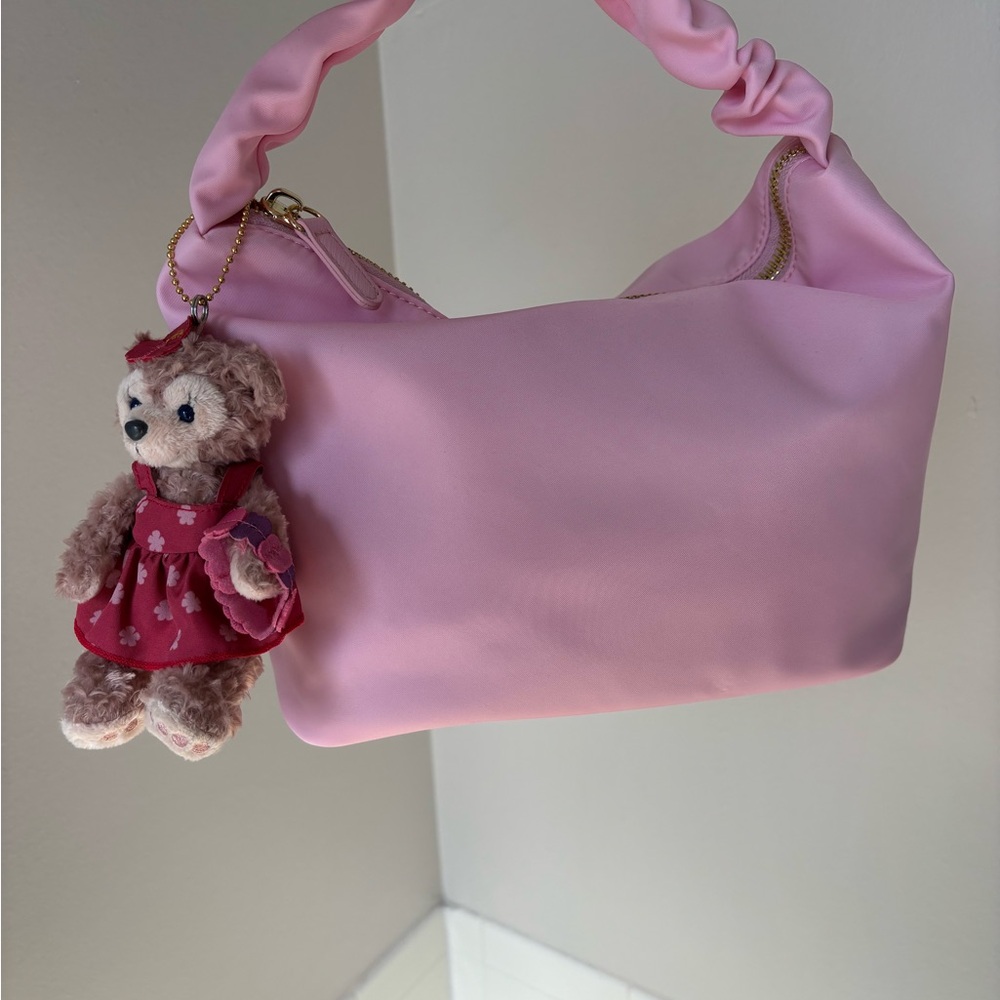 Stoney Clover Lane Pink Ruched Handle Satchel with Bear Charm